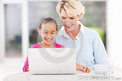 Little girl granny laptop