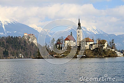 Little island in the middle of lake Bled