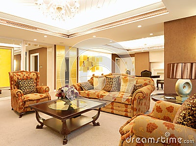 Living room of luxury suite in hotel