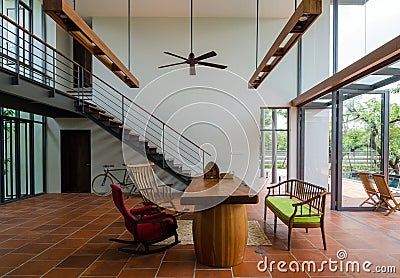 Living room with staircase