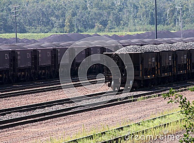 Iorn ore taconite loaded railway cars