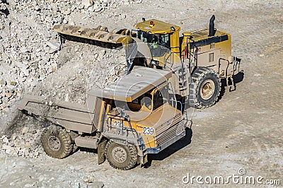 Loading of gypsum in mining truck