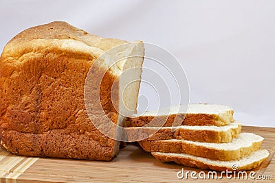 Loaf of homemade white bread sliced