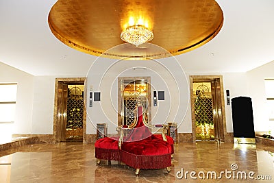 Lobby interior in the luxury hotel