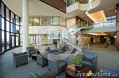 Lobby in modern office building