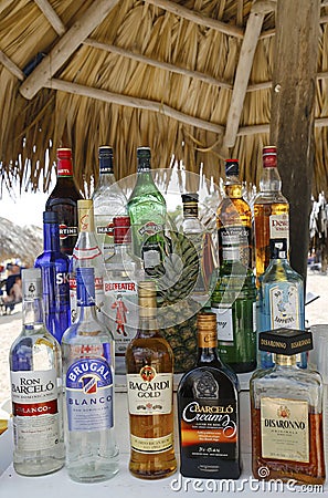 Local and International drinks at the beach bar at the Now Larimar All-inclusive Hotel in Punta Cana