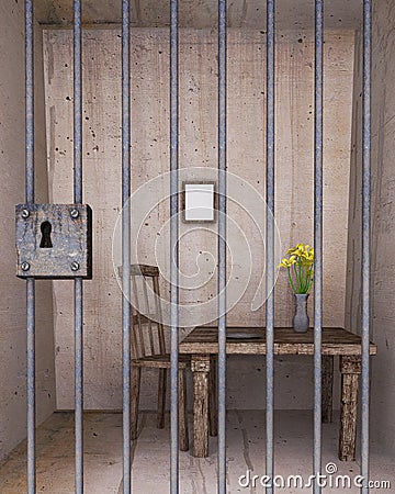 Locked prison cell