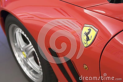 Logo of Ferrari on sport car f