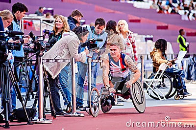 London 2012: athlete on wheelchair interviewed