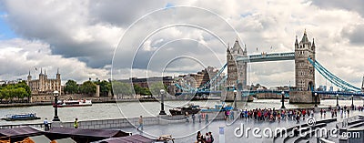 LONDON, ENGLAND - AUGUST 6: Tower Bridge from north bank