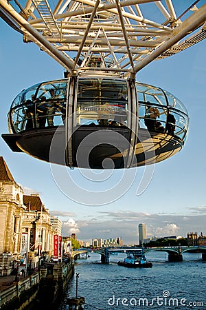 London Eye in London city and thames river