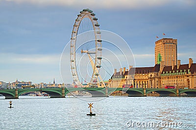 London Eye & Westminster bridge in London