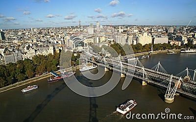 London skyline and the Hungerford bridge