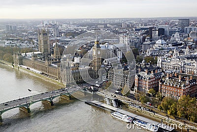 London skyline seen from London Eye