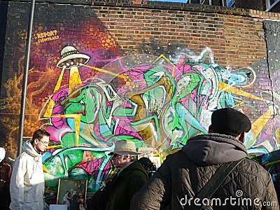 London Street Art in a busy Street Market.