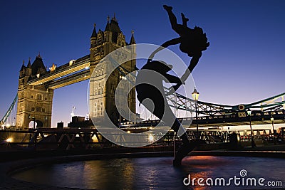 London Tower bridge just after the sunset