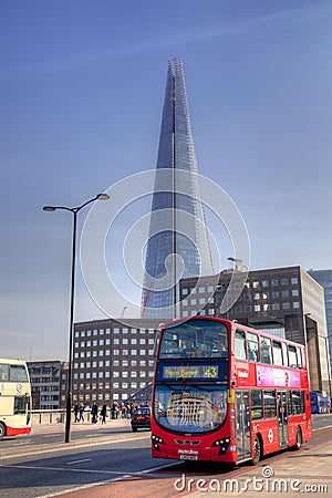 LONDON, UK - MARCH 29, 2014 Shard of glass, opened to the public on February 2013 309 m, the tallest building in Europe