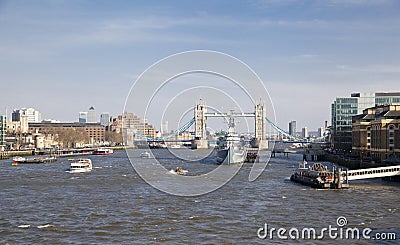 LONDON, UK - MARCH 29, 2014 South bank walk of the river Thames