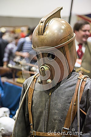 LONDON, UK - OCTOBER 26: Steampunk rocketeer outfit in the Comic