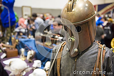 LONDON, UK - OCTOBER 26: Steampunk rocketeer outfit in the Comic