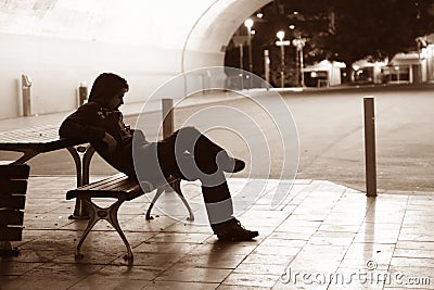 Lonely man on the bench