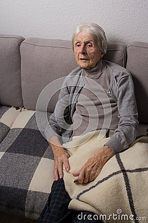 Lonely senior citizen in a home