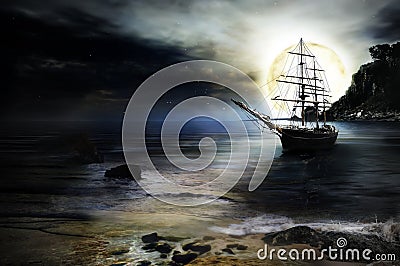 Lonely ship background