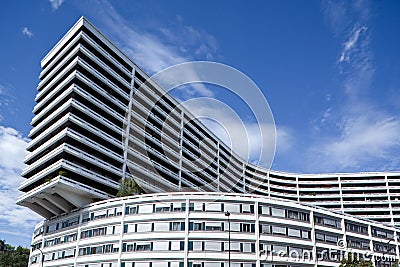 Long black and white modern building in Paris