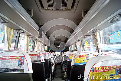 Long distance bus interior landscape