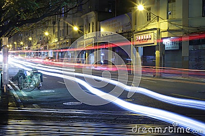 Long exposure image of cars rushing