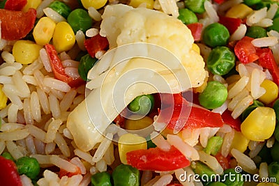 Long-grain rice with vegetables