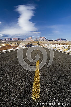 Long road leads to Monument Valley, Utah