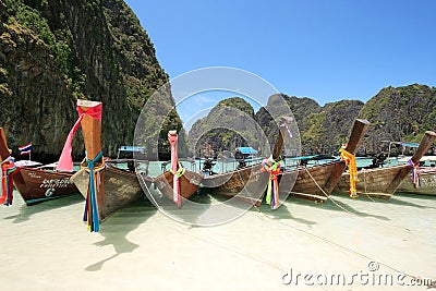 Long Tail Boat at Maya Bay, Krabi, Thailand