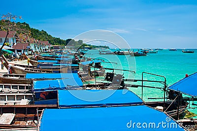 Long tailed boat at Phi-phi island in Thailand