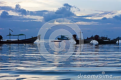 Long-tailed boats at the beach of Ko Tao, Thailand