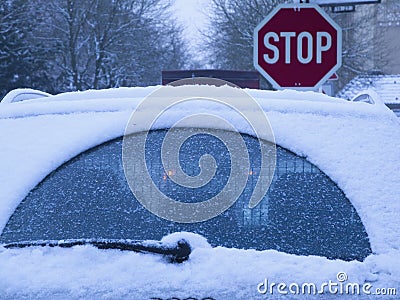 Stop and snow