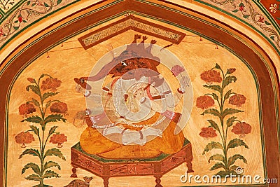 Lord Ganesh Hindu God Mural Jaipur India