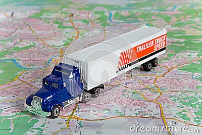 Lorry on a map