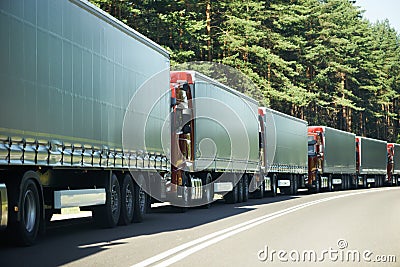 Lorry trucks in traffic jam