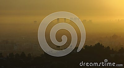 Los Angeles and smog at sunrise