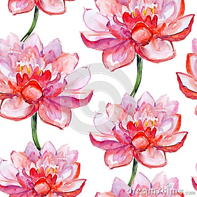 Lotus flower pattern. watercolor.