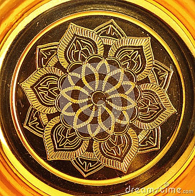 Lotus pattern on gold tray