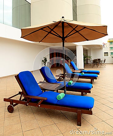 Lounge chairs poolside