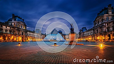 Louvre museum at twilight time