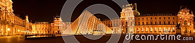 Louvre pyramid by night panorama