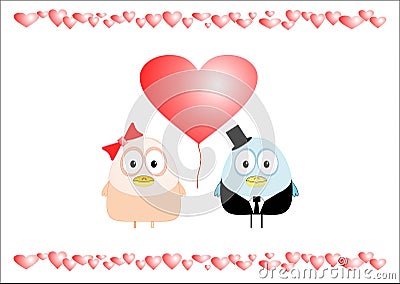 Love birds with heart