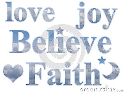 Love Joy Believe Faith Star Moon Heart
