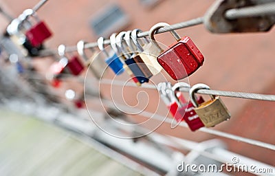 Love padlocks at a bridge