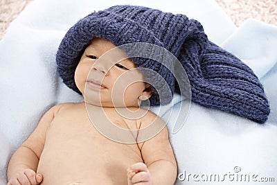 Lovely baby in knitted hat