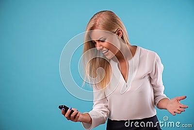 Lovely blonde wearing white blouse